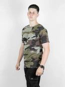 Camiseta Camuflada Bege manga curta deserto Esporte Academia Caça e Pesca