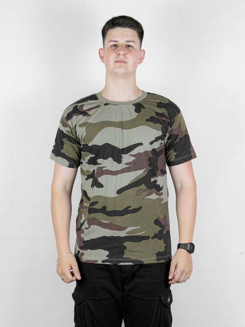 Camiseta Camuflada Bege manga curta deserto Esporte Academia Caça e Pesca