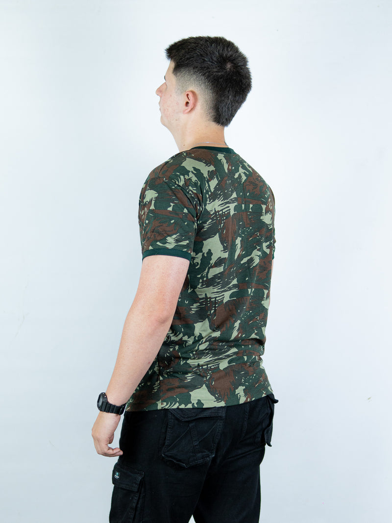 Camiseta Camuflada PREMIUM Personalizada Militar Masculina PV Manga Curta Tática Esporte Academia Caça e Pesca