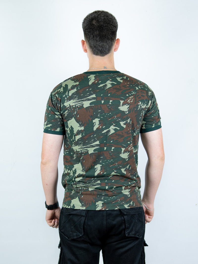 Camiseta Camuflada PREMIUM Personalizada Militar Masculina PV Manga Curta Tática Esporte Academia Caça e Pesca