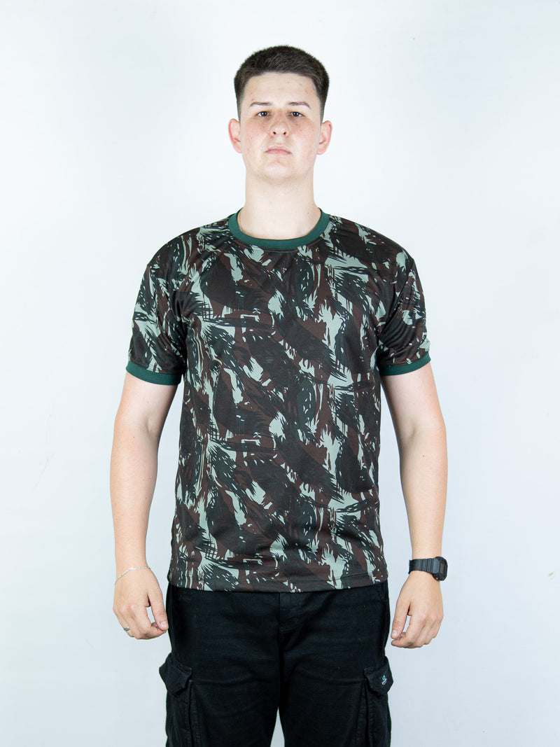 Camiseta Camuflada Personalizada Militar Masculina Dry Fit LISA Manga Curta