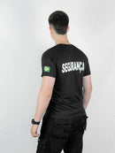 Camiseta Segurança Uniforme Empresa Fardamento Farda Camisa Manga Curta Preta Logo