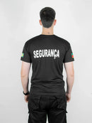 Camiseta Segurança Uniforme Empresa Fardamento Farda Camisa Manga Curta Preta Logo