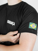 Camiseta Segurança Uniforme Empresa Fardamento Farda Camisa Manga Curta Preta Logo