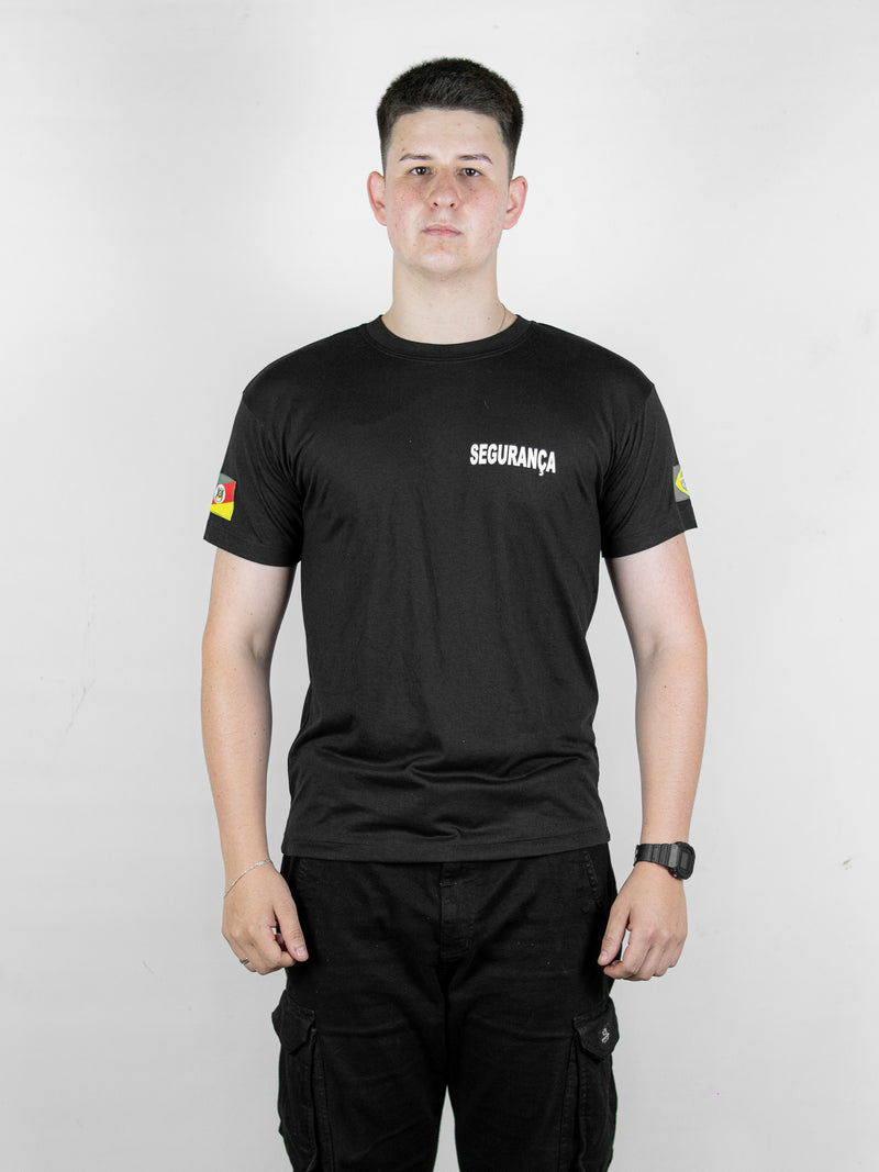 Camiseta Segurança Uniforme Empresa Fardamento Farda Camisa Manga Curta Preta Logo
