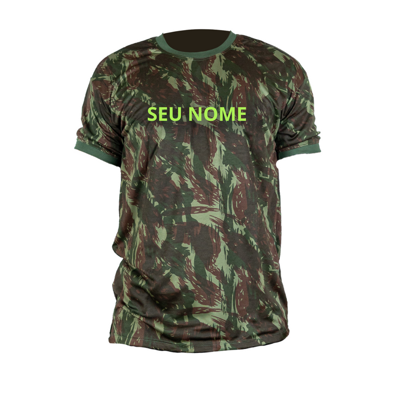 Camiseta Camuflada Personalizada Militar Masculina DryFit LISANEW Manga Curta Tática Esporte Academia Caça e Pesca