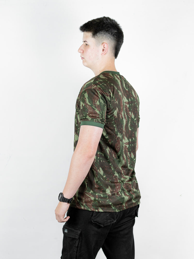 Camiseta Camuflada Personalizada Militar Masculina DryFit LISANEW Manga Curta Tática Esporte Academia Caça e Pesca